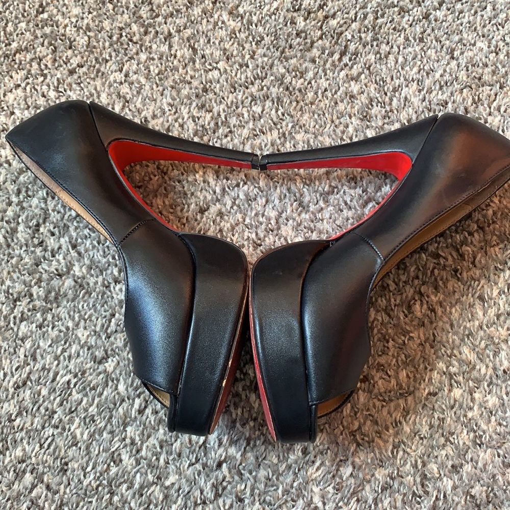 Louboutin Lady Peep Platform Black and Red Sole Heels Sz41 - Picture 9 of 14